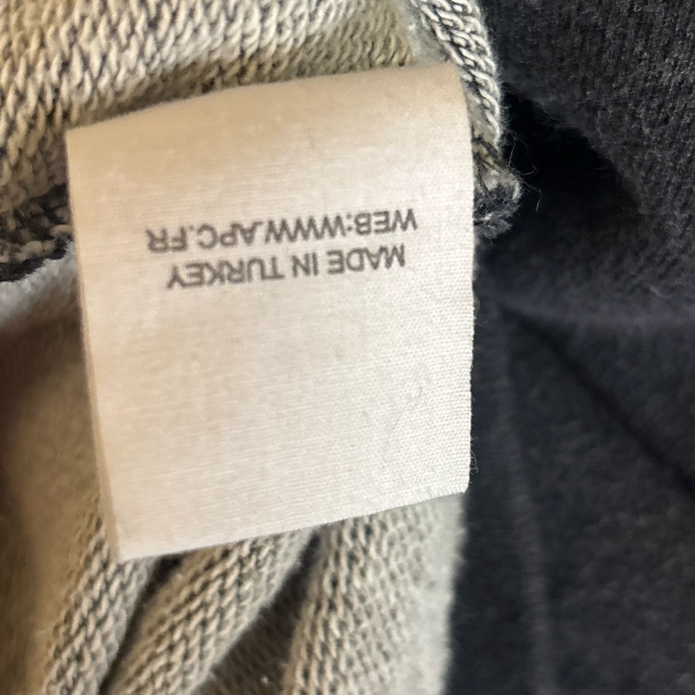 A.P.C. Rue Madame Charcoal Blue Sweatshirt w/ Leather Elbow Patches XL - Picture 7 of 7